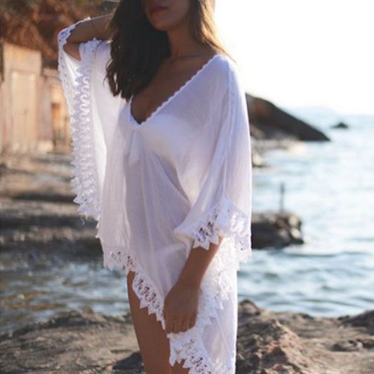 Beach Bikini Lace White Blouse