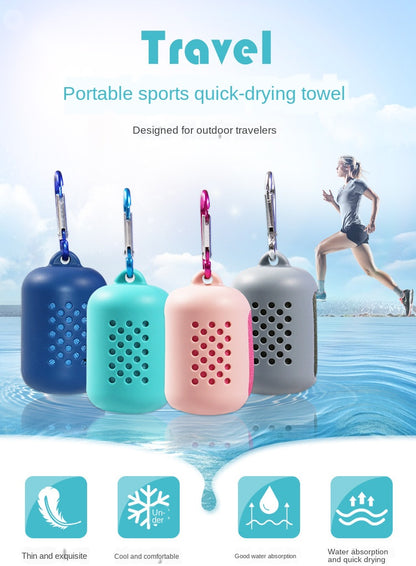 Quick Drying Cooling Portable Microfiber Towel with Silicone Bag